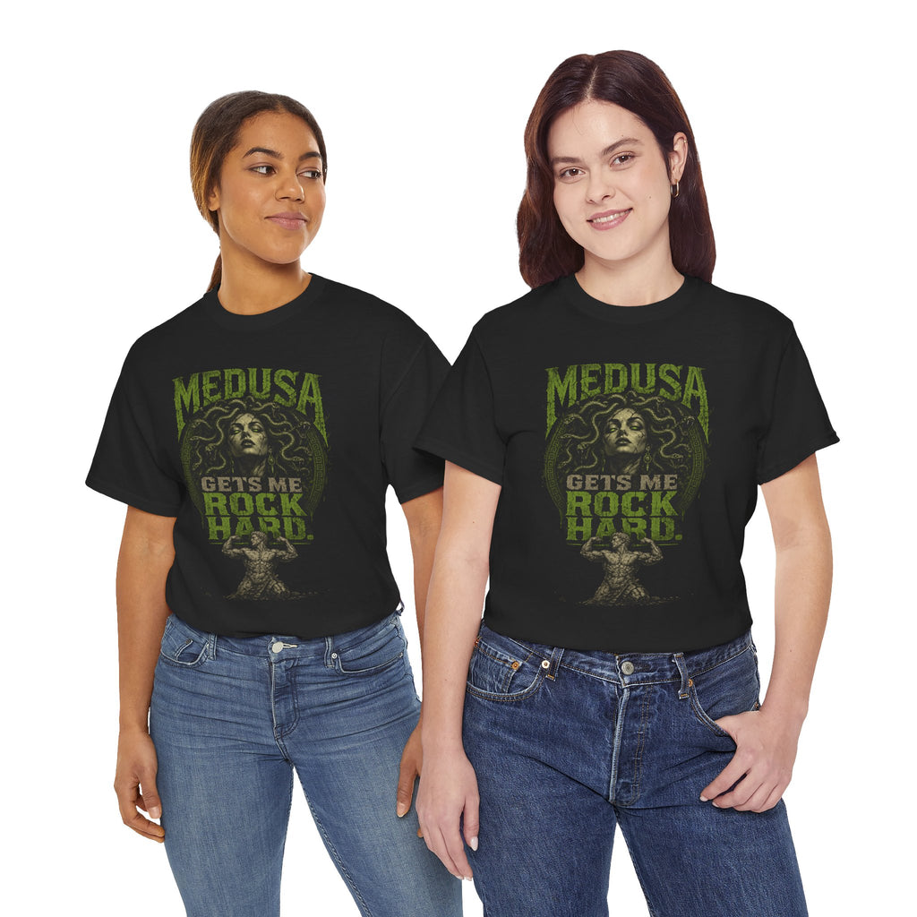 Medusa 'Gets Me Rock Hard' Graphic Tee — Vintage Mythology Shirt