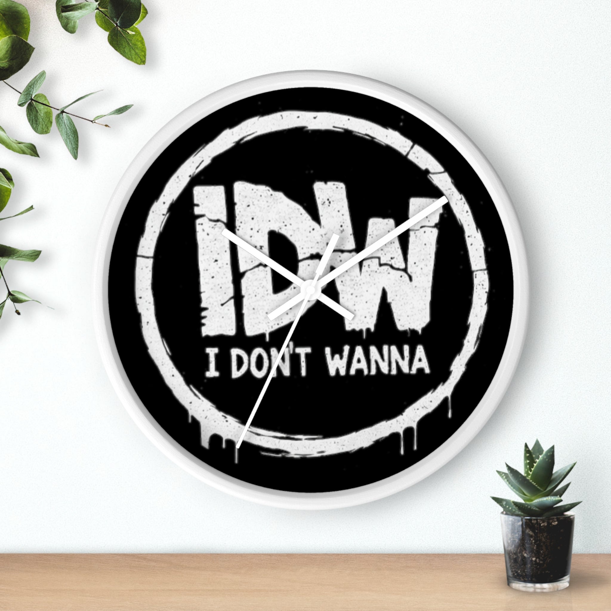 I DON'T WANNA Wall Clock — Funny Retro Typography Timepiece