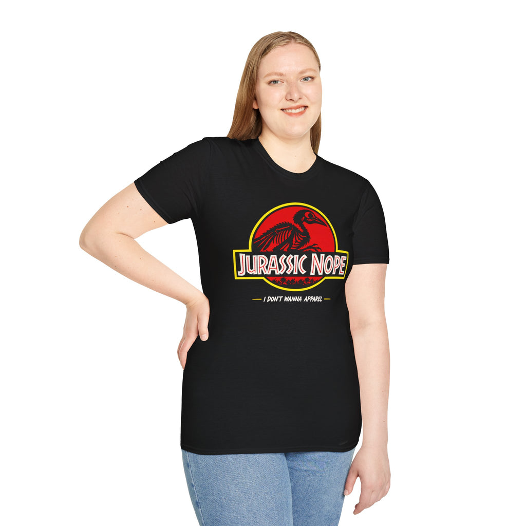 Jurassic Nope T-Shirt — Funny Dinosaur Graphic Tee (“I Don’t Wanna Apparel”)
