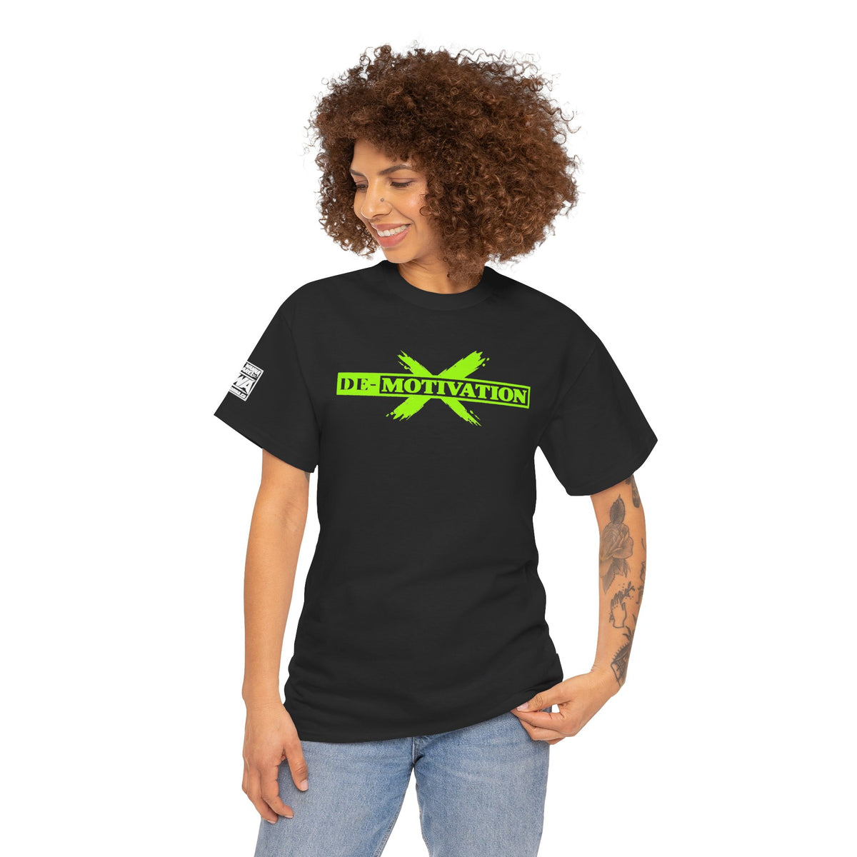De-Motivation Neon Green Graphic Tee — “We Got Two Words… Don’t Wanna”