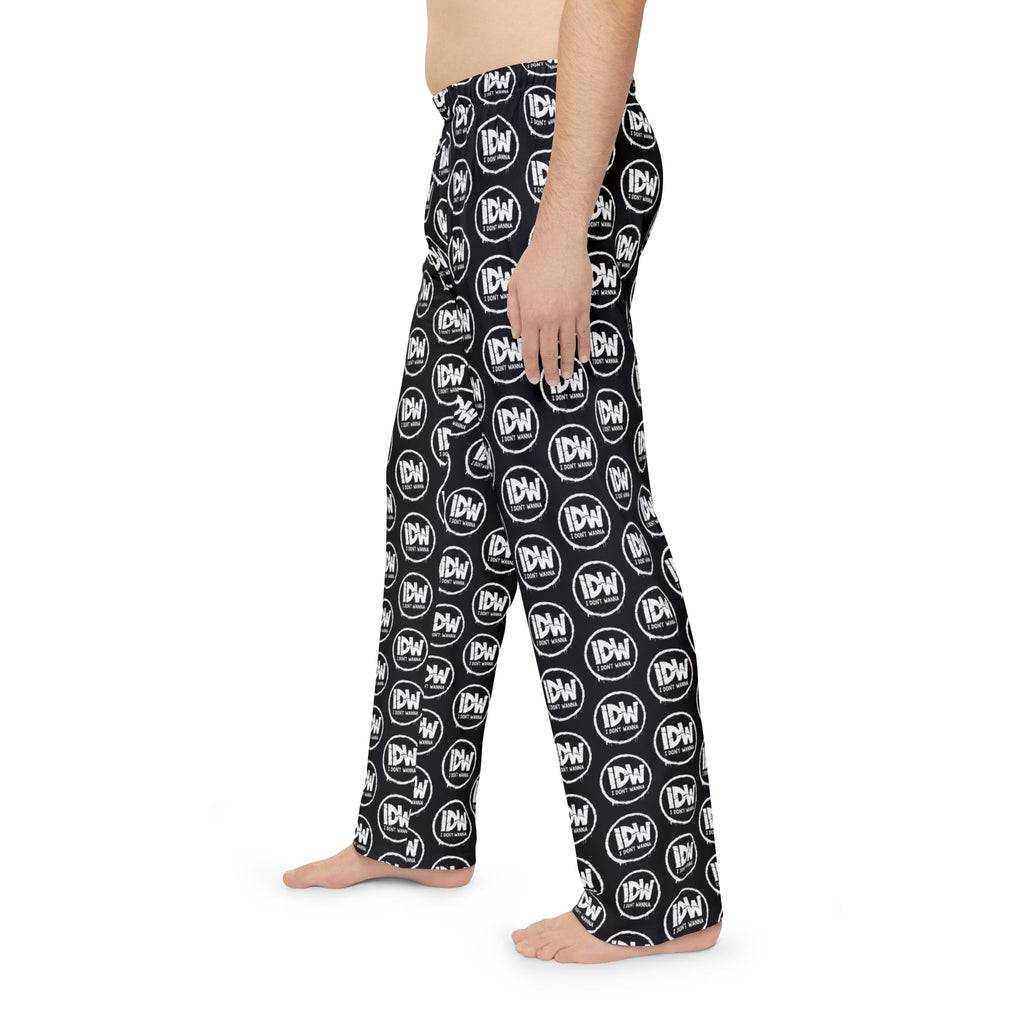 Don't Wanna Men’s Pajama Pants – Black & White IDW Pattern