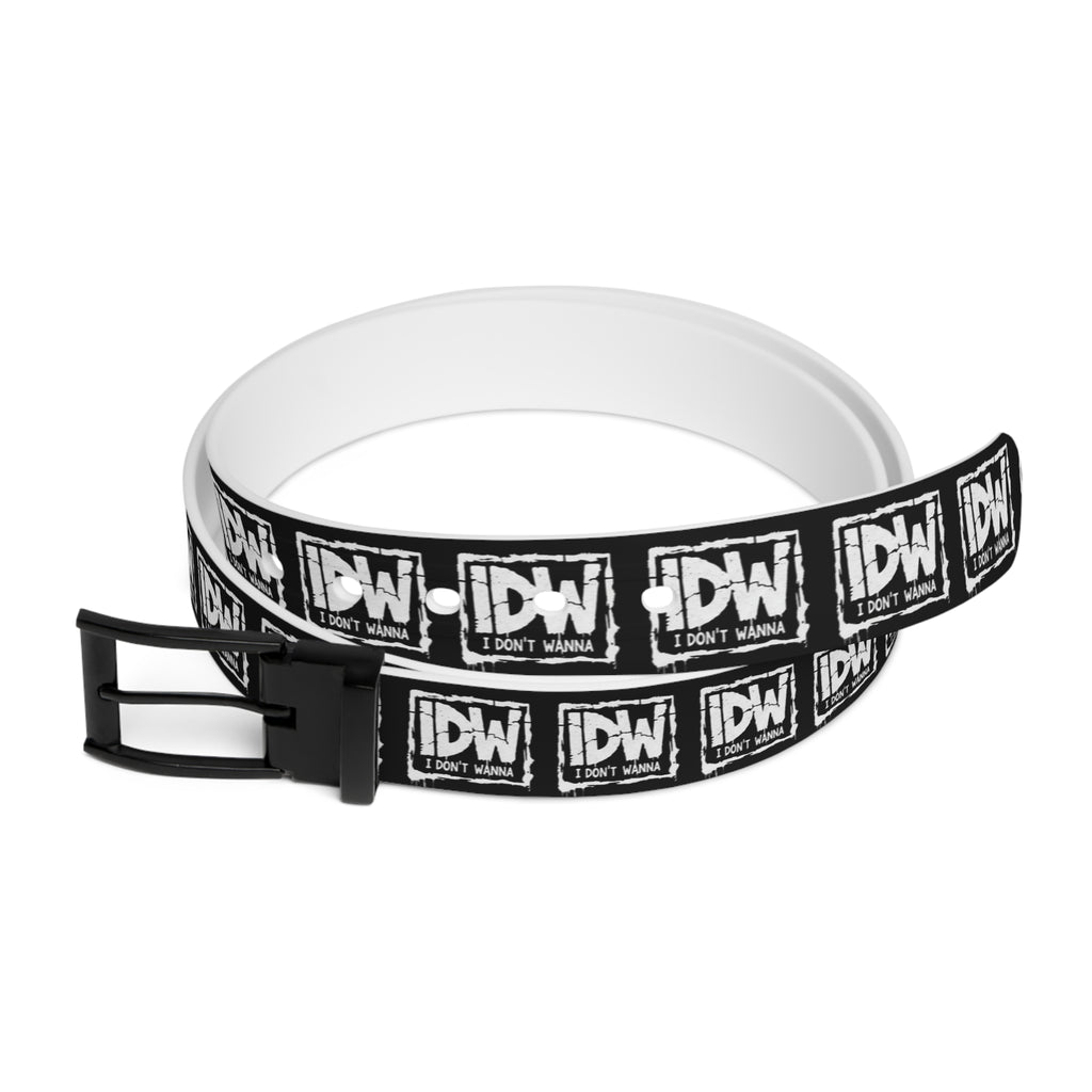 IDW Logo Print Belt — Black & White Graphic Casual Belt with Repeating IDW Emblem