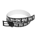 IDW Logo Print Belt — Black & White Graphic Casual Belt with Repeating IDW Emblem