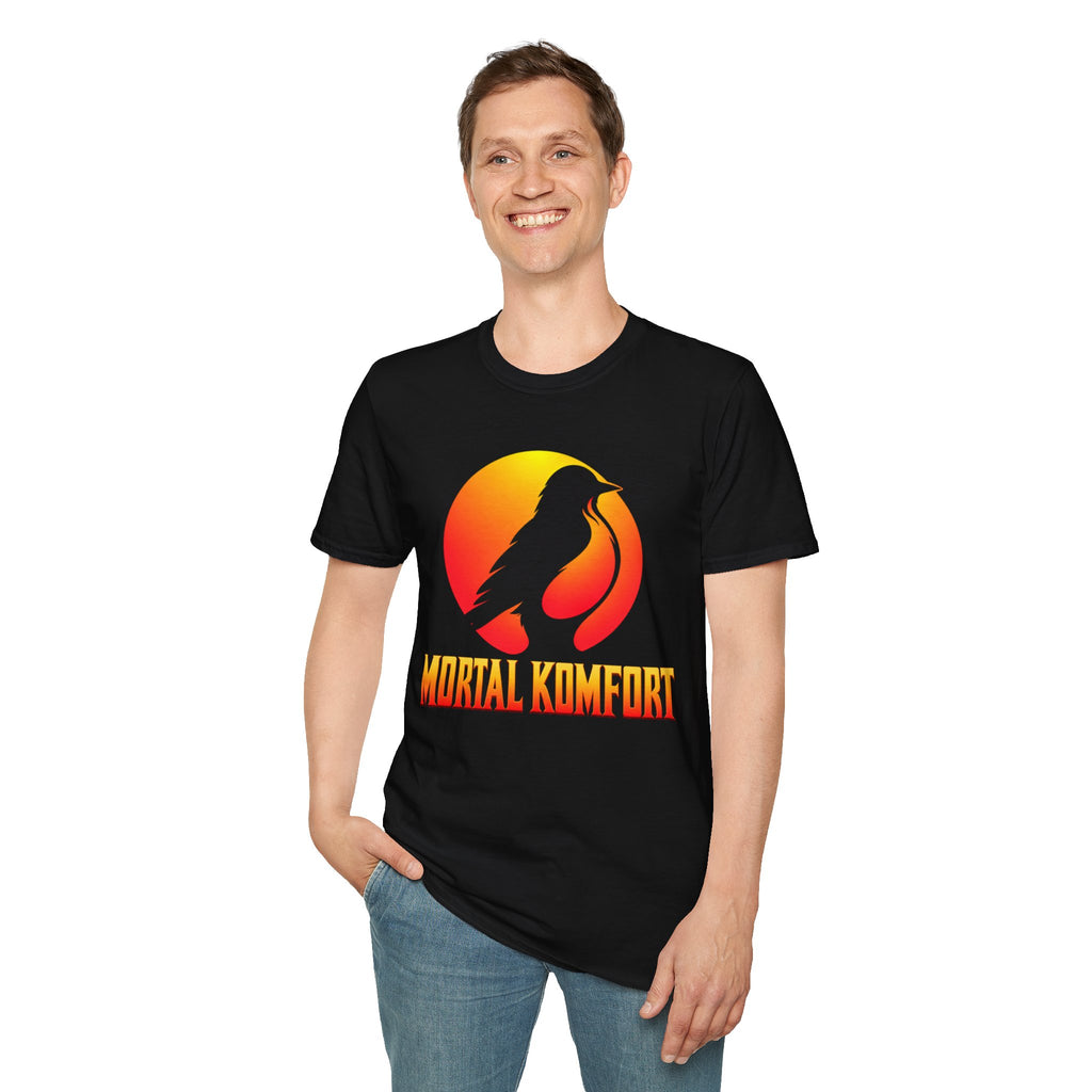Mortal Komfort Retro Sunset T-Shirt — American Robin Graphic Tee
