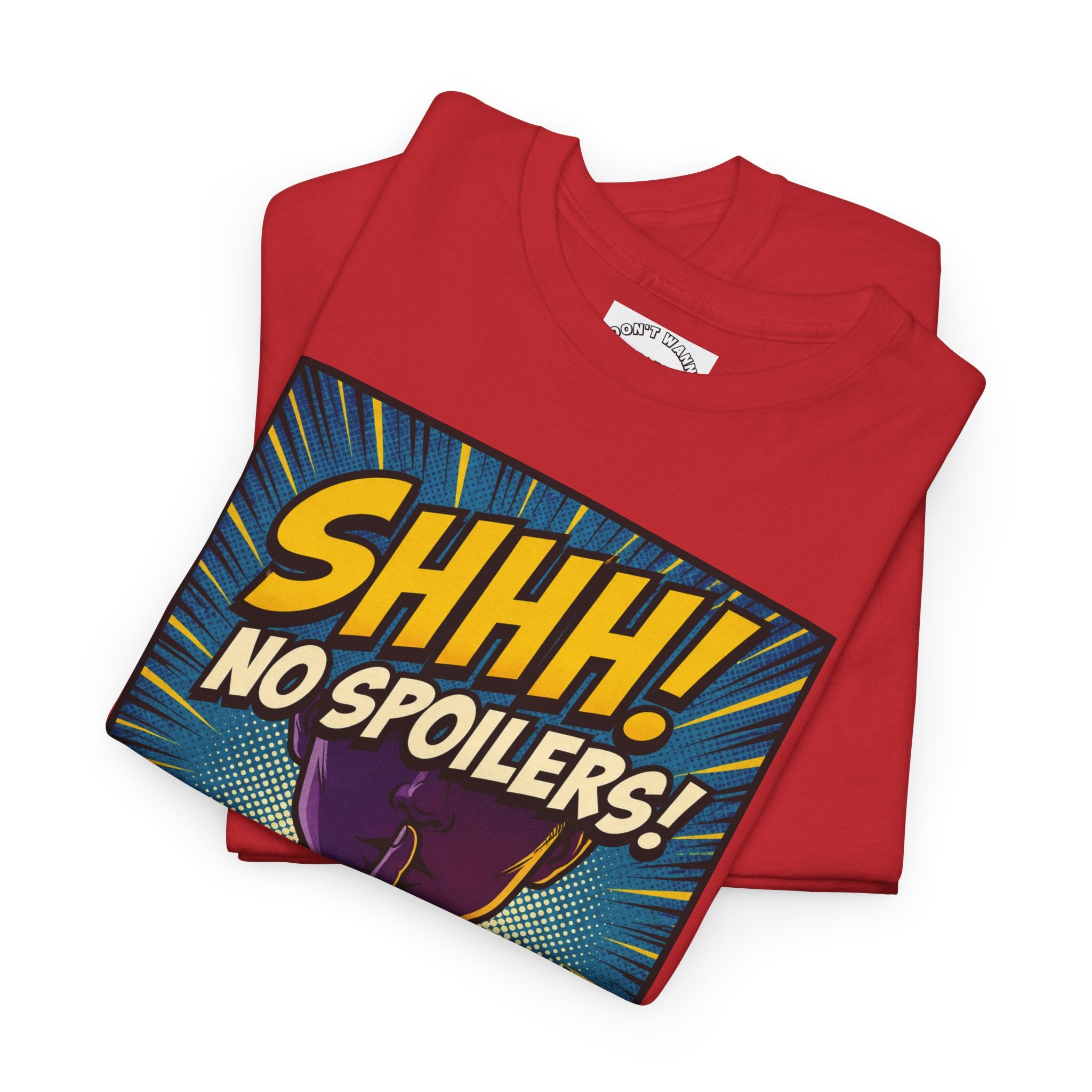 No Spoilers Graphic Tee — "SHHH! No Spoilers!" Comic-Style T-Shirt