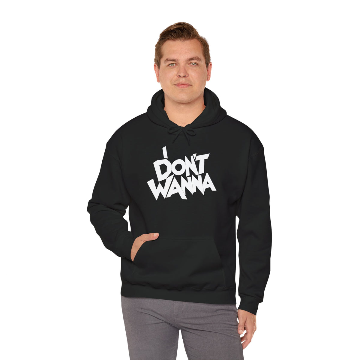 I DON'T WANNA Hoodie — Graphic Streetwear Pullover for Laid‑Back Vibes