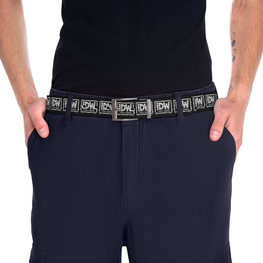 IDW Logo Print Belt — Black & White Graphic Casual Belt with Repeating IDW Emblem
