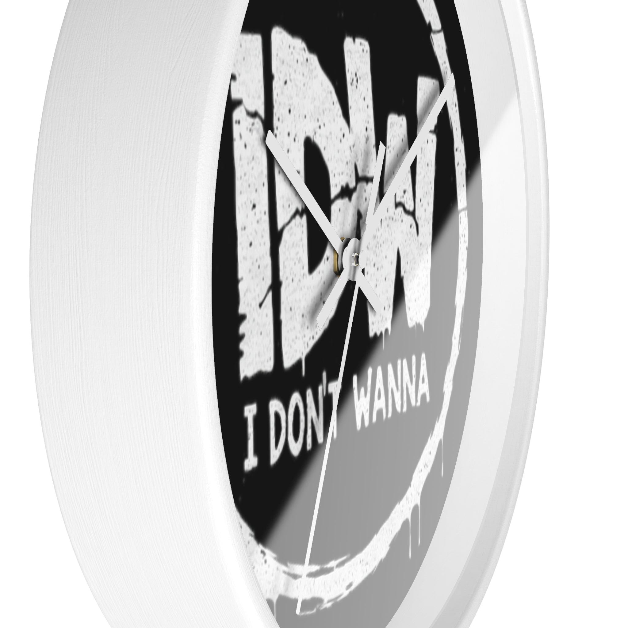 I DON'T WANNA Wall Clock — Funny Retro Typography Timepiece