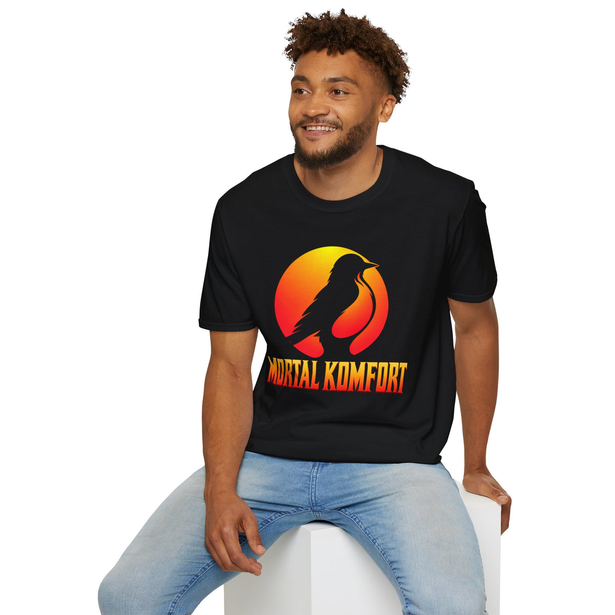Mortal Komfort Retro Sunset T-Shirt — American Robin Graphic Tee