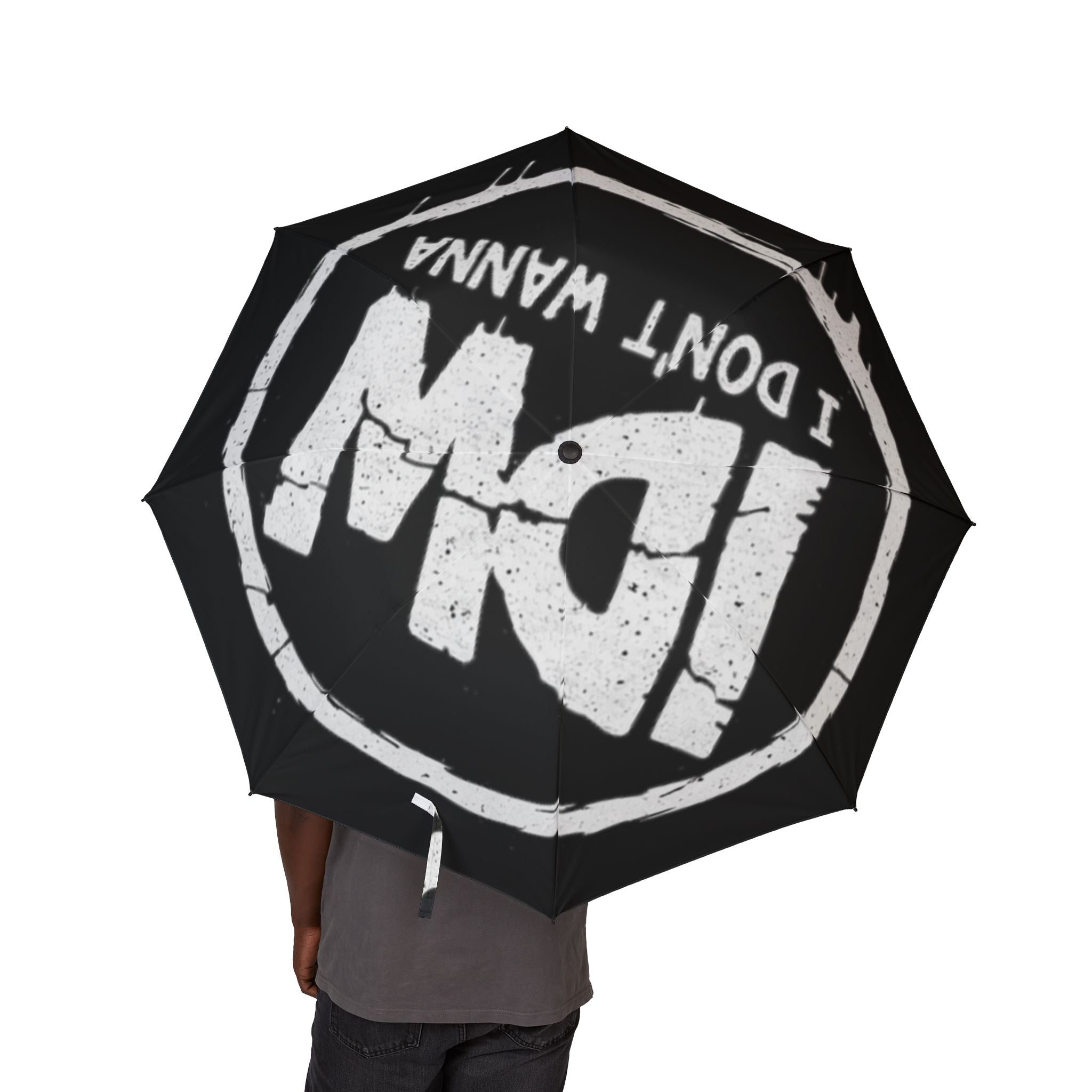 Umbrella — "I Don't Wanna" Distressed Logo Compact Foldable Umbrella