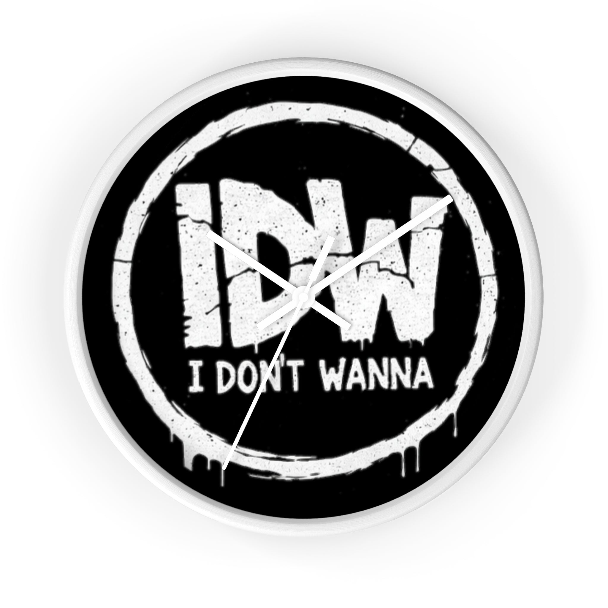 I DON'T WANNA Wall Clock — Funny Retro Typography Timepiece