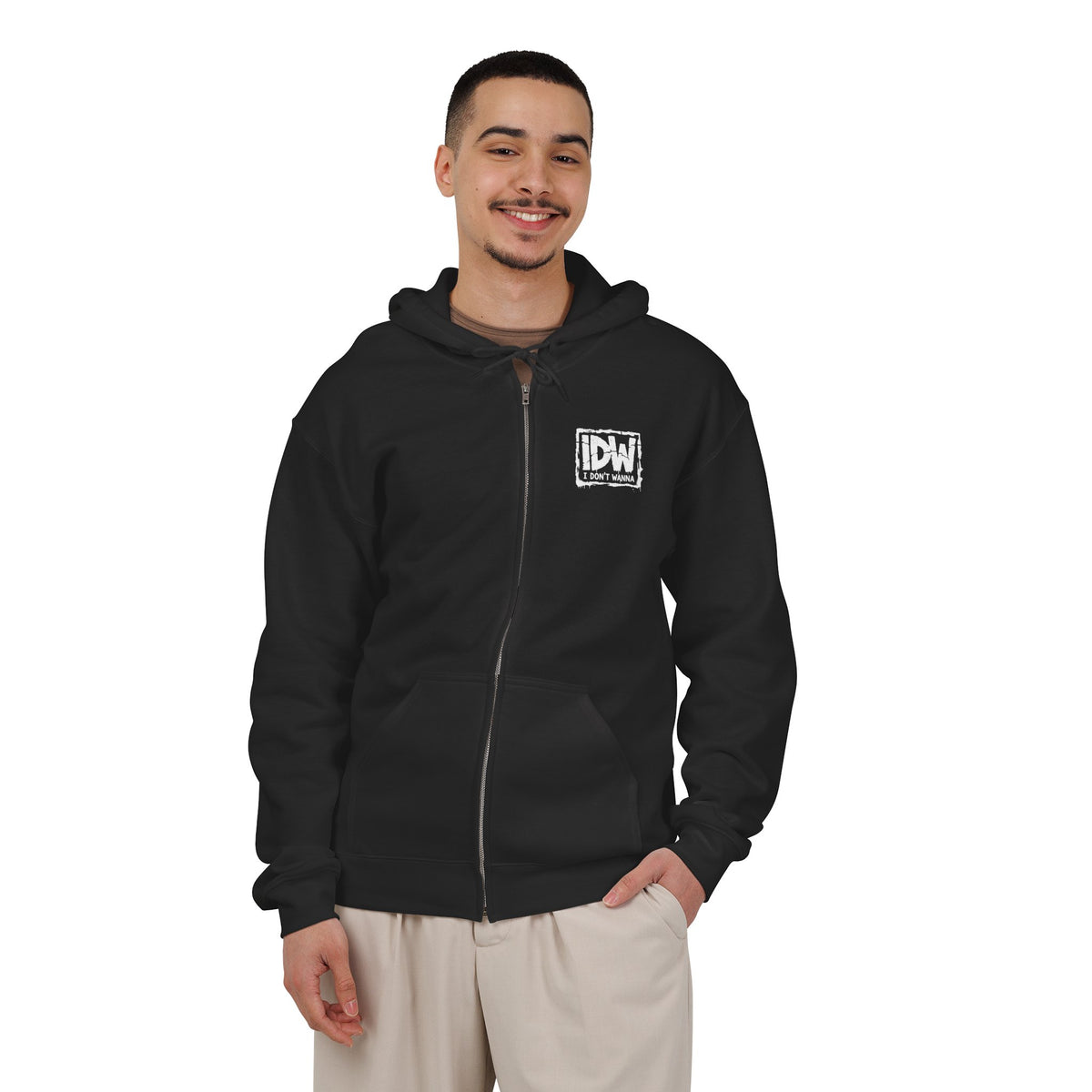 I DON’T WANNA (IDW) Distressed Zip Hoodie