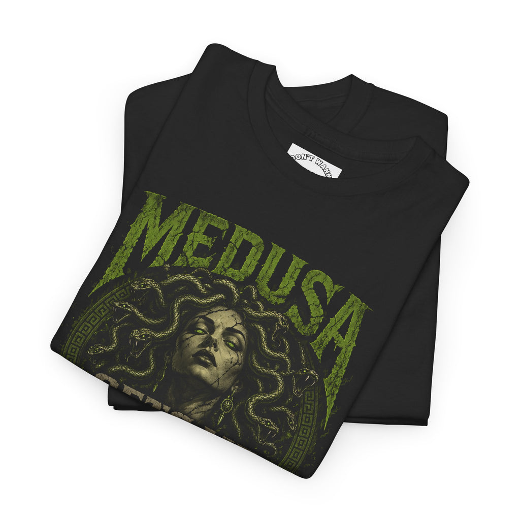 Medusa 'Gets Me Rock Hard' Graphic Tee — Vintage Mythology Shirt