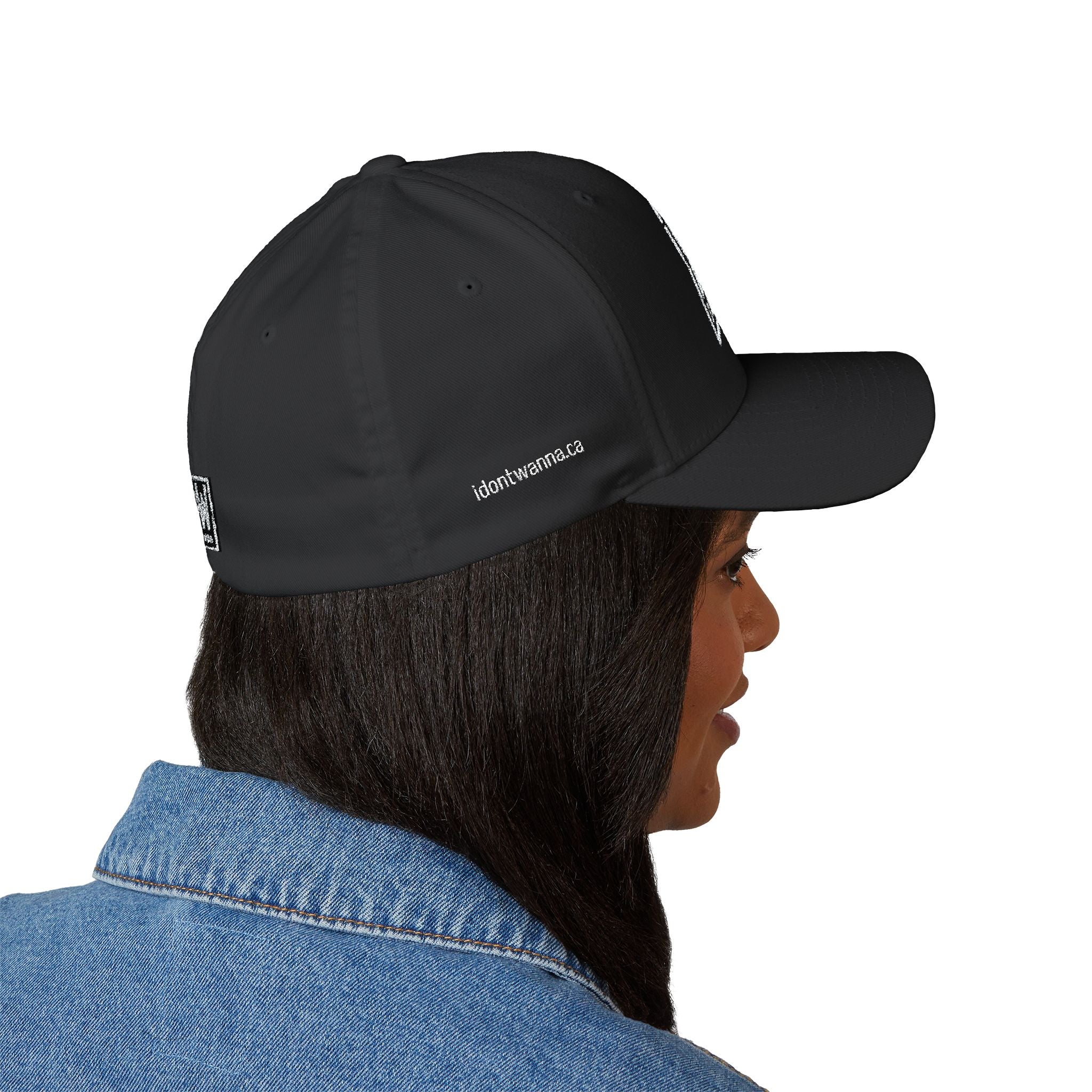 Embroidered 'I Don't Wanna' Logo Cap — Structured Closed-Back Baseball Hat