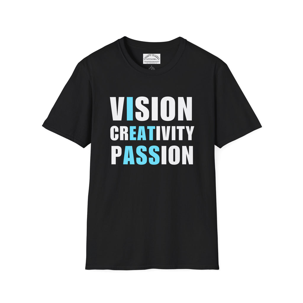 Vision Creativity Passion T-Shirt — Motivational Graphic Tee for Creatives