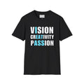 Vision Creativity Passion T-Shirt — Motivational Graphic Tee for Creatives