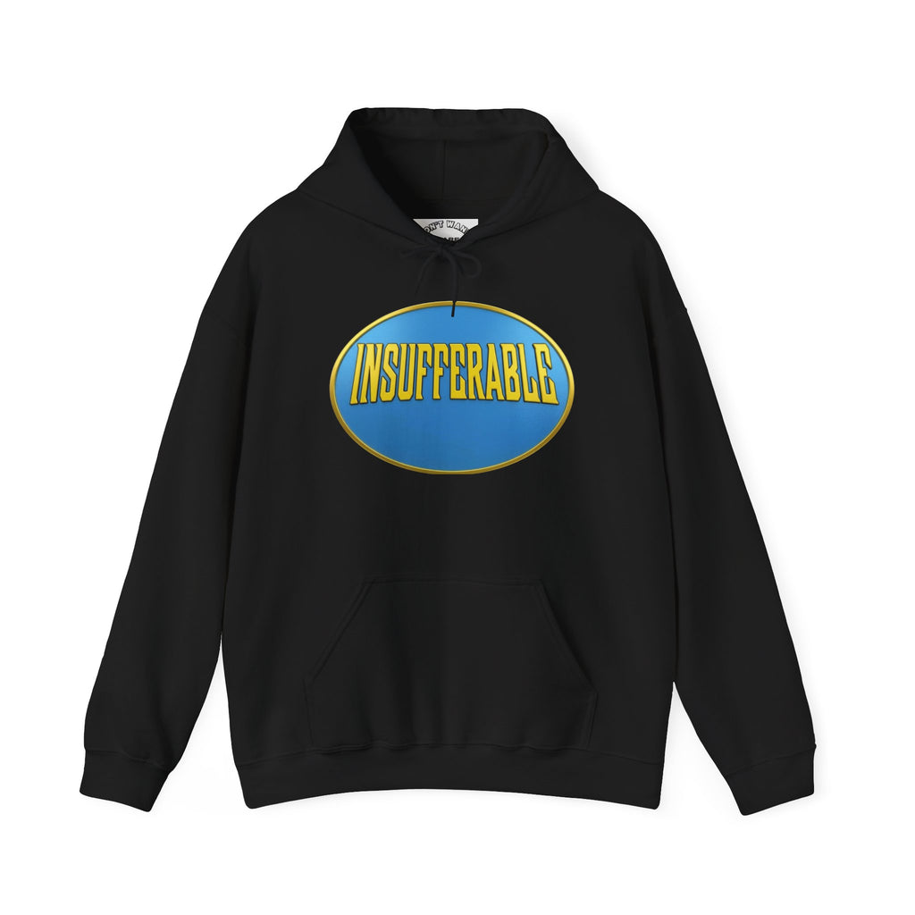 Insufferable Before Coffee Hoodie — Invincible-Inspired Double Logo Coffee Lover Hoodie
