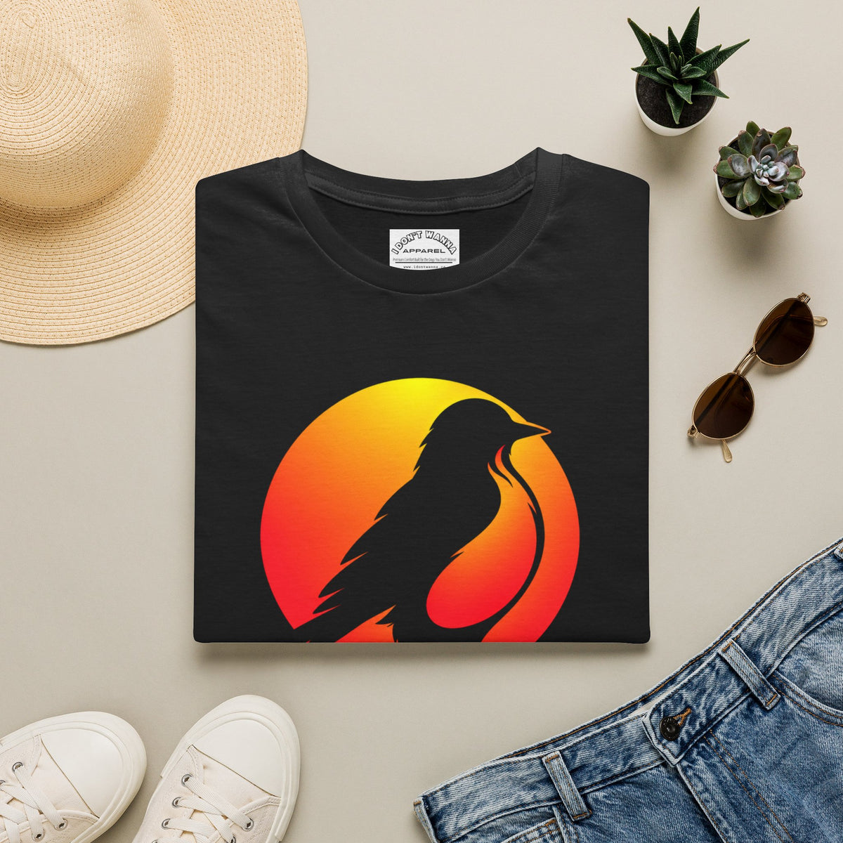 Mortal Komfort Retro Sunset T-Shirt — American Robin Graphic Tee