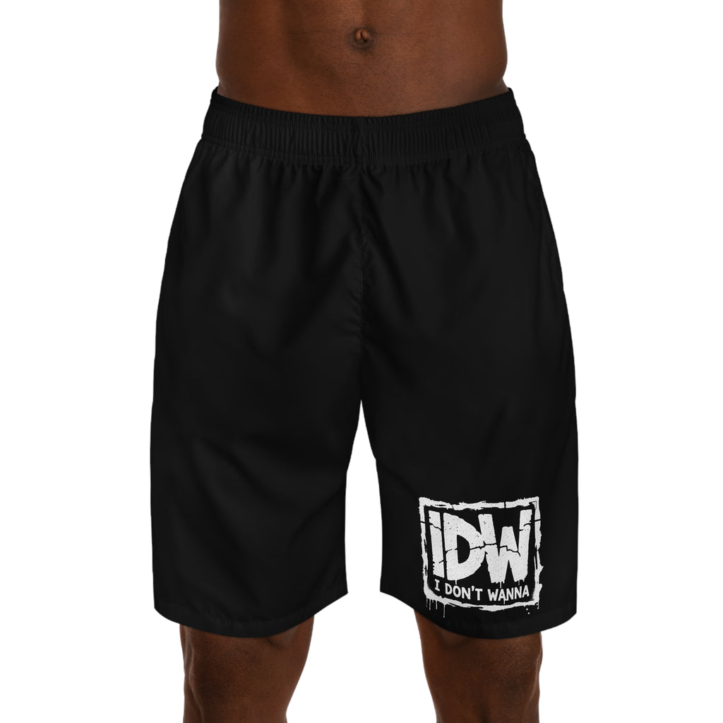 I Don’t Wanna (IDW) Men’s Black Jogger Shorts — Streetwear Athletic Lounge Shorts