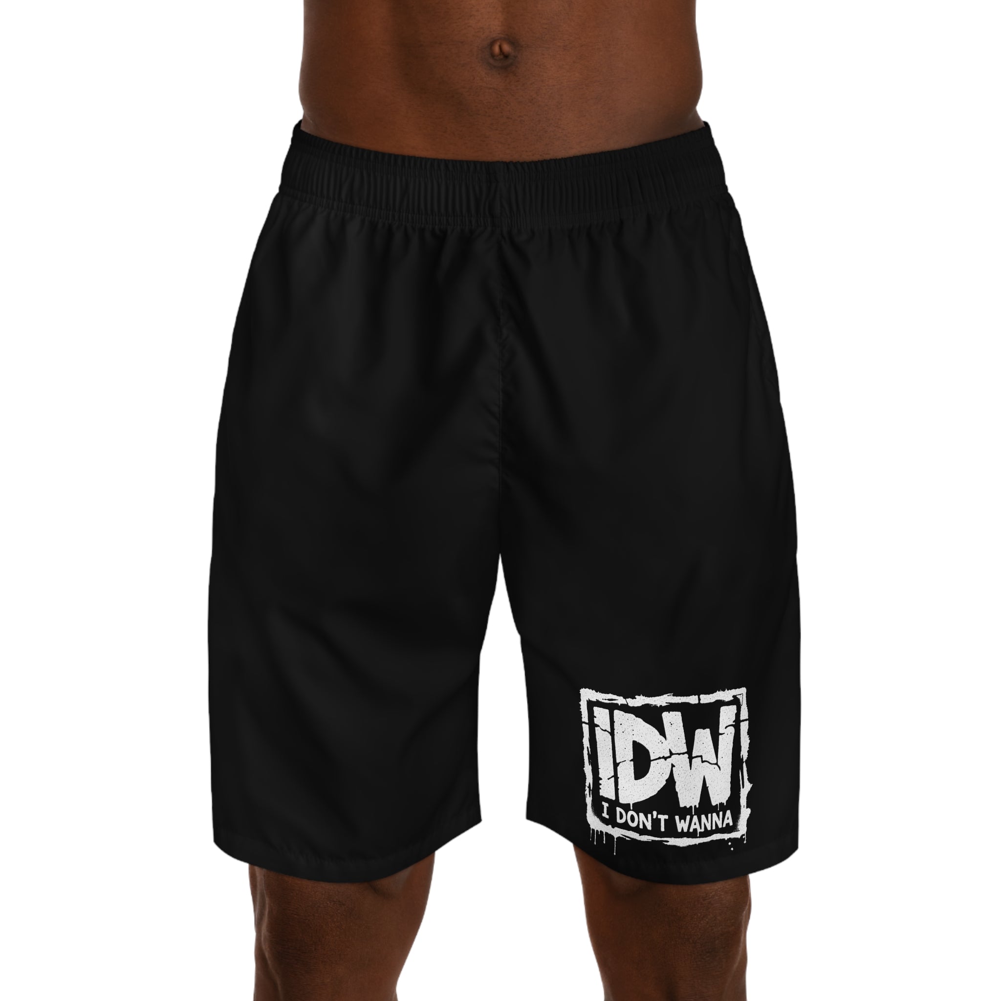 I Don’t Wanna (IDW) Men’s Black Jogger Shorts — Streetwear Athletic Lounge Shorts