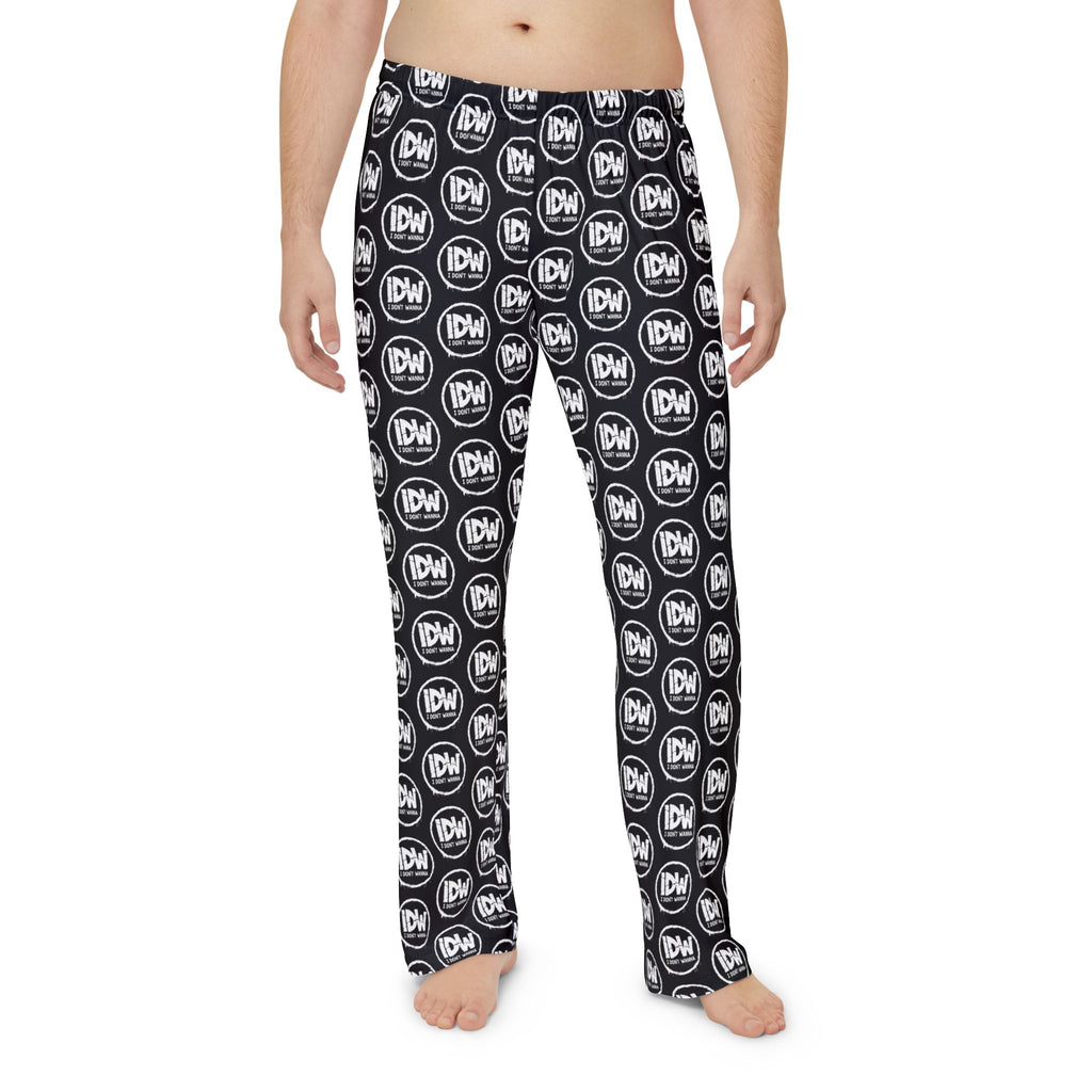 Don't Wanna Men’s Pajama Pants – Black & White IDW Pattern