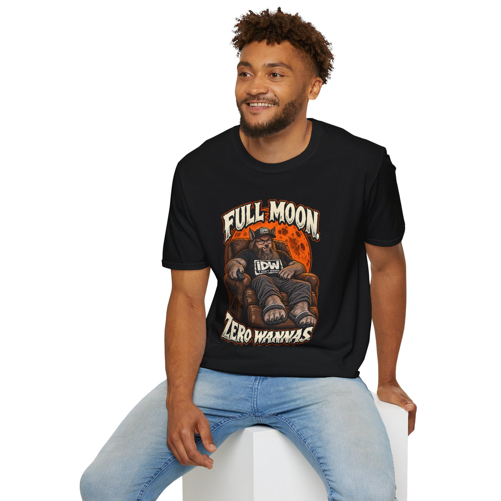 Full Moon, Zero Wannas T-Shirt — Lazy Werewolf Graphic Tee