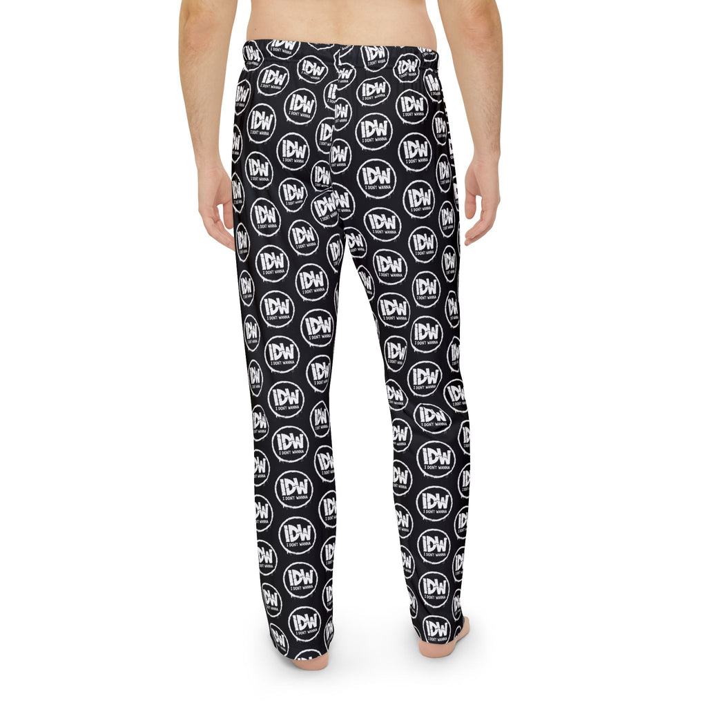 Don't Wanna Men’s Pajama Pants – Black & White IDW Pattern