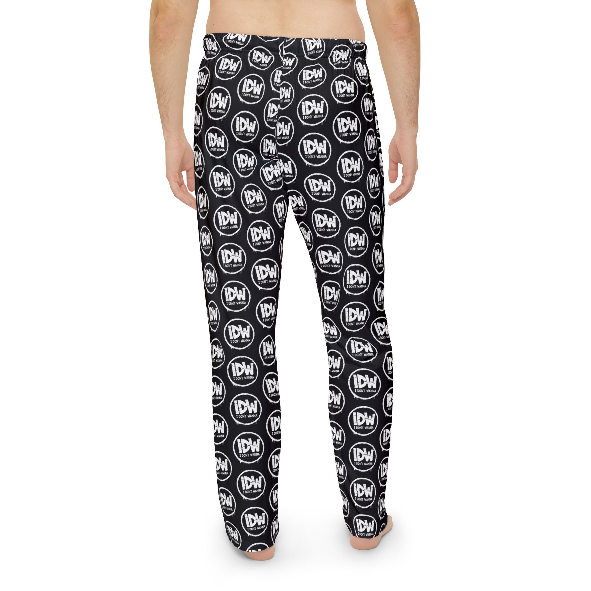 Don't Wanna Men’s Pajama Pants – Black & White IDW Pattern