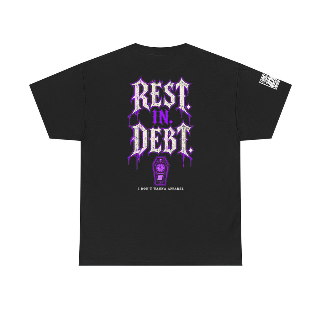 Rest in Debt Gothic Coffin Clock Tee