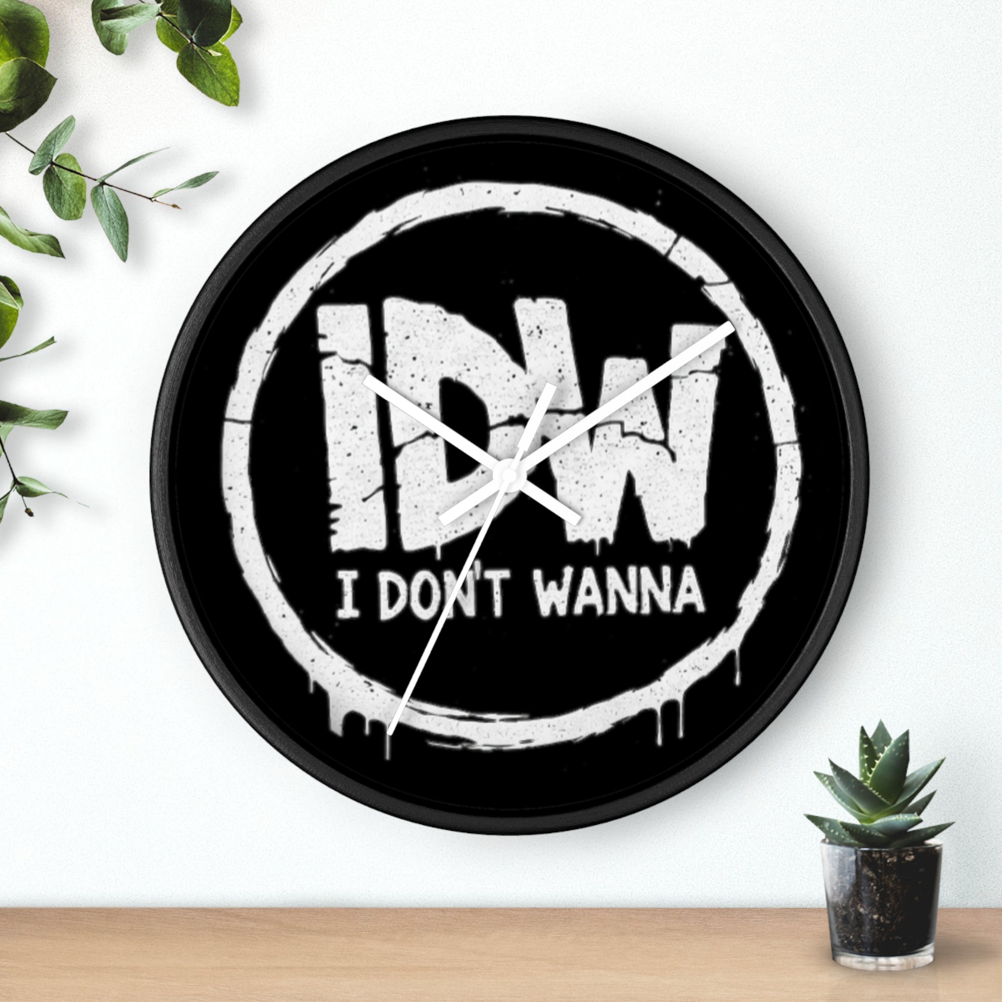 I DON'T WANNA Wall Clock — Funny Retro Typography Timepiece