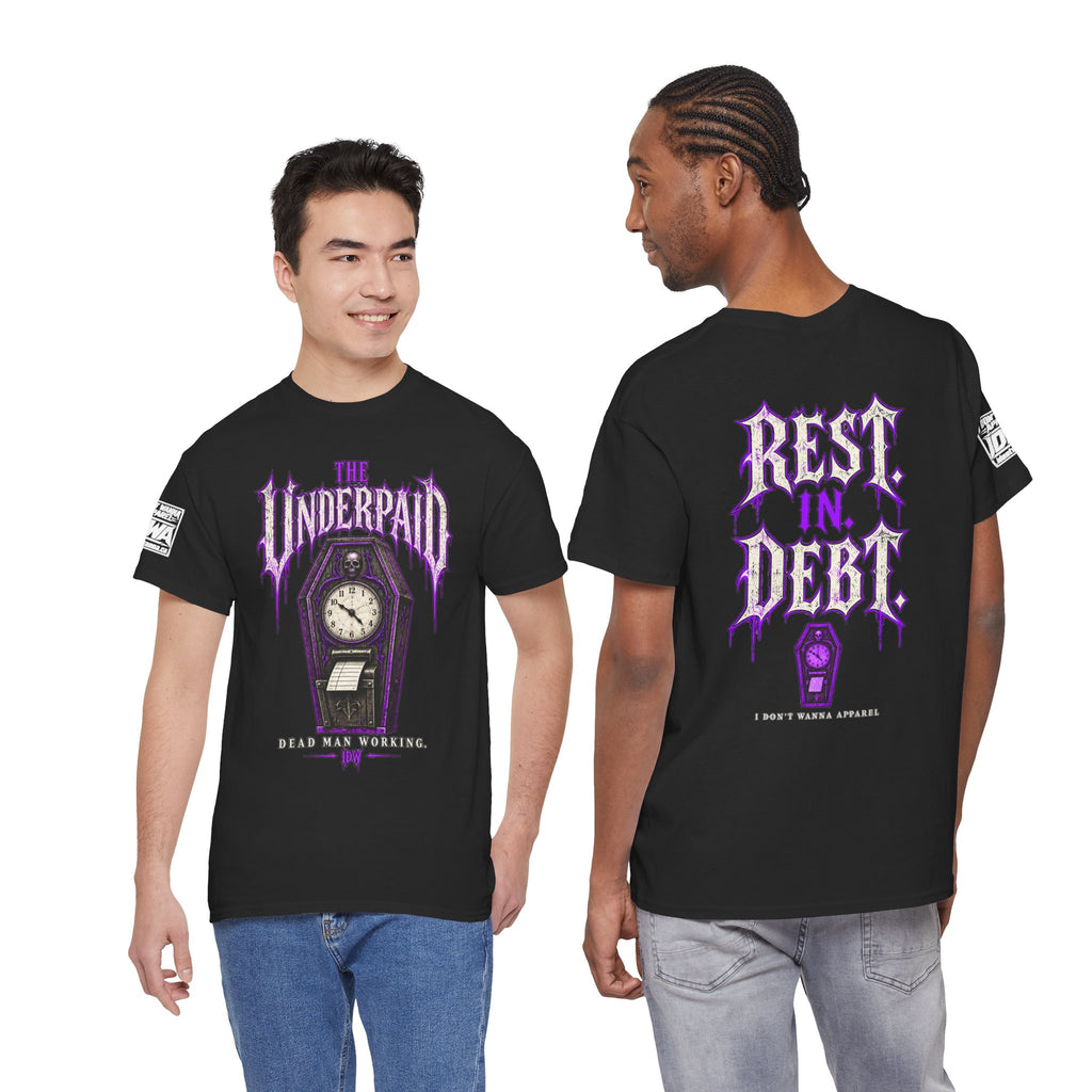 Rest in Debt Gothic Coffin Clock Tee
