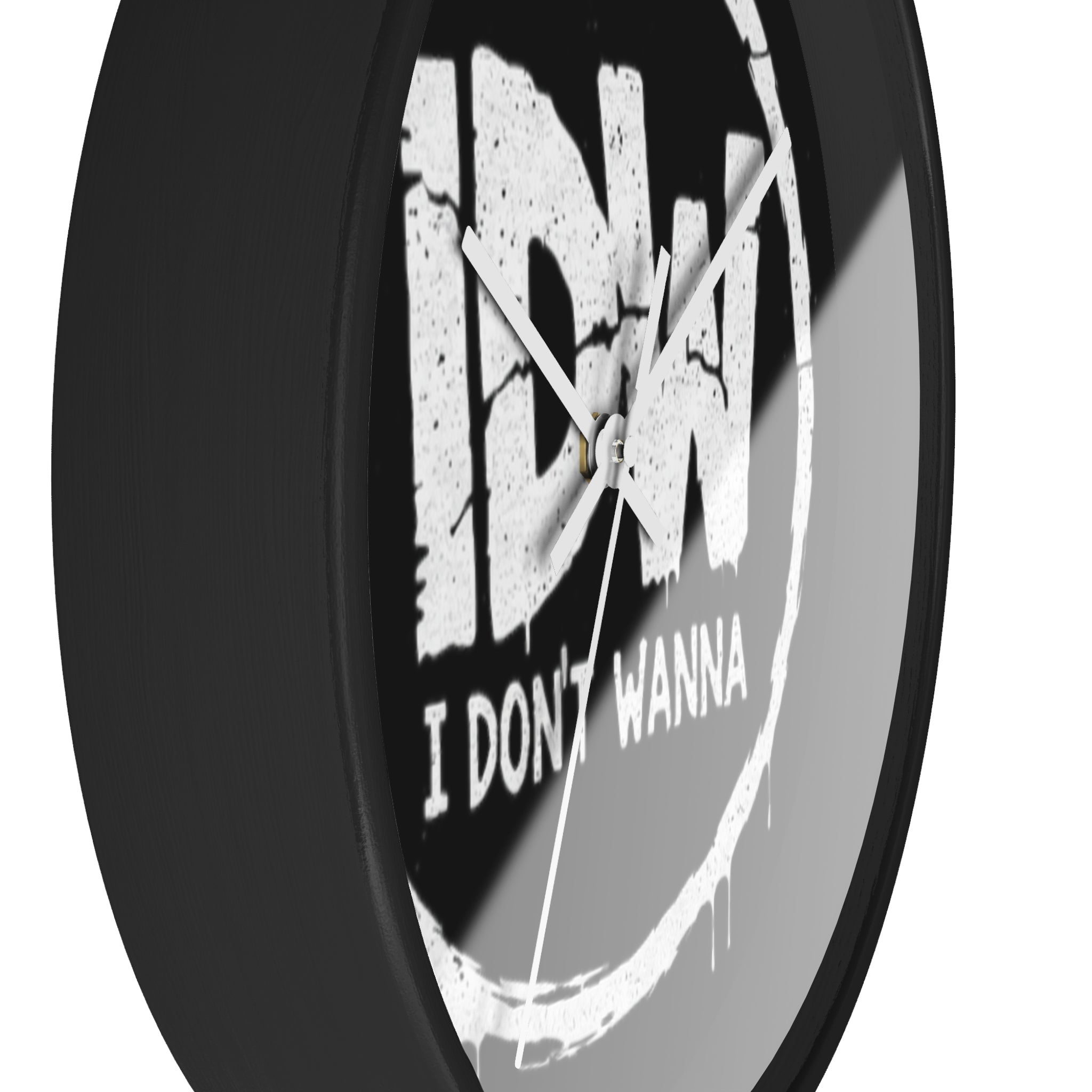 I DON'T WANNA Wall Clock — Funny Retro Typography Timepiece