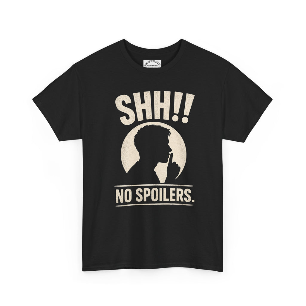 No Spoilers T-Shirt — "SHH!! No Spoilers" Retro Fan Tee