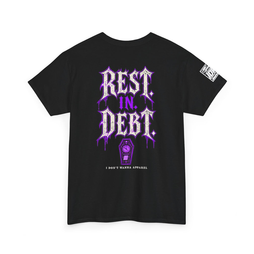 Rest in Debt Gothic Coffin Clock Tee