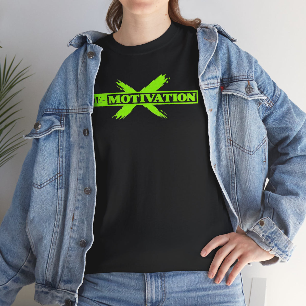De-Motivation Neon Green Graphic Tee — “We Got Two Words… Don’t Wanna”
