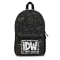 IDW "I Don't Wanna" Graphic Backpack — Black Doodle Pattern School & Travel Bag