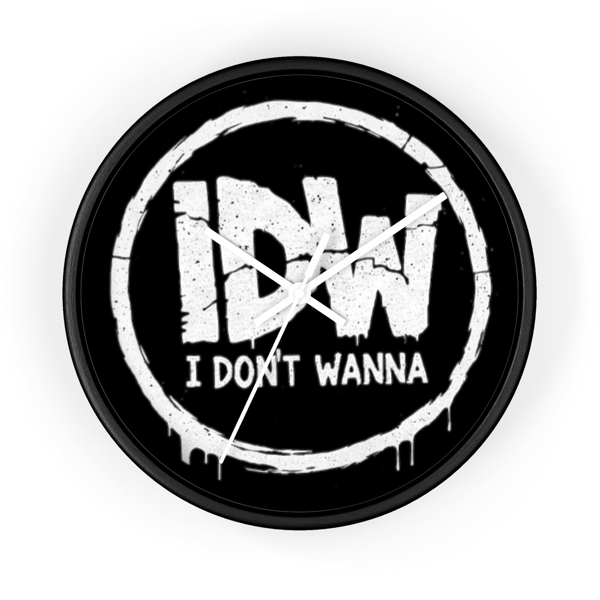 I DON'T WANNA Wall Clock — Funny Retro Typography Timepiece