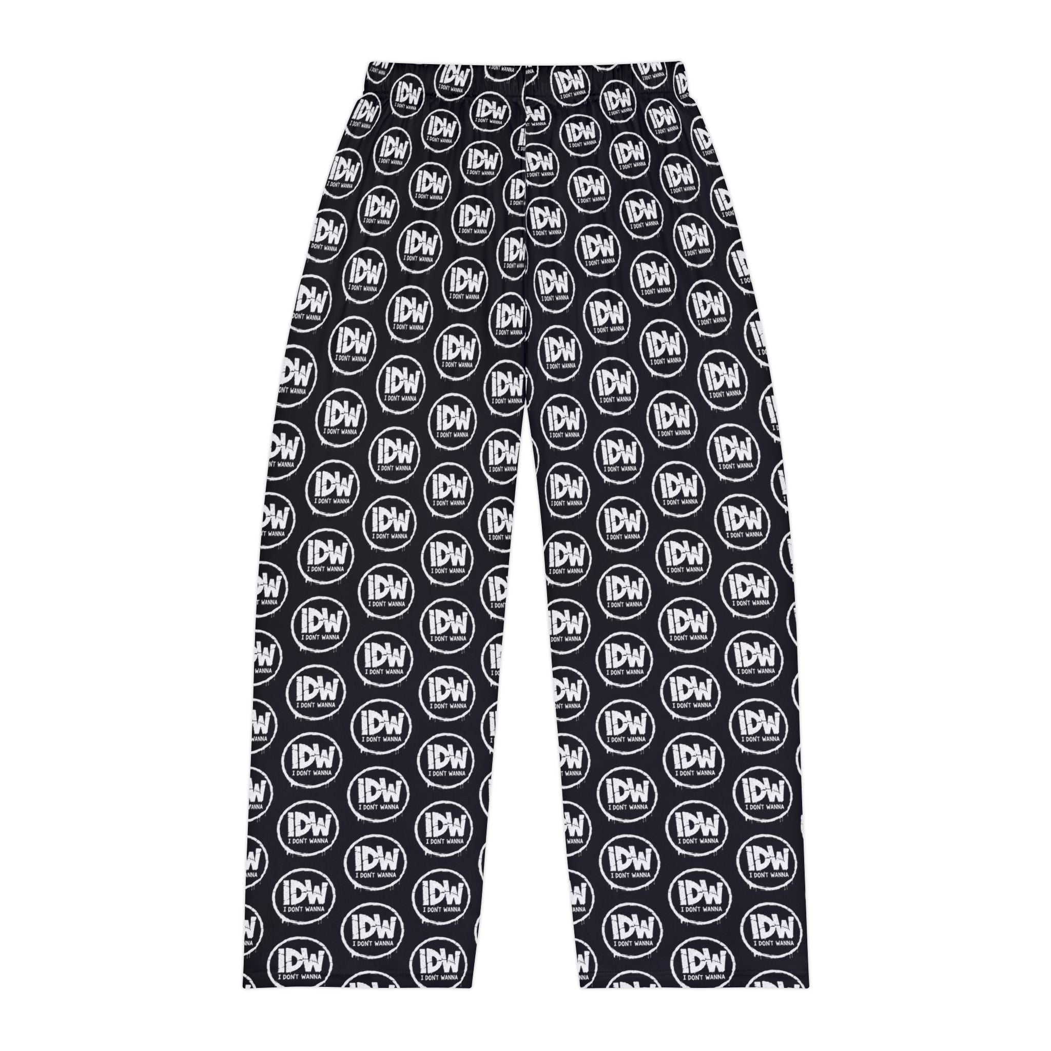 Don't Wanna Men’s Pajama Pants – Black & White IDW Pattern