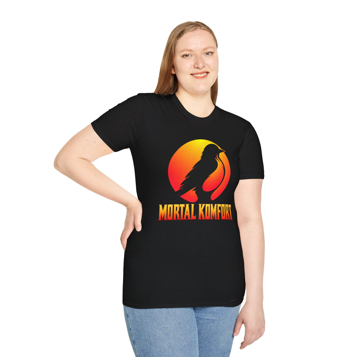 Mortal Komfort Retro Sunset T-Shirt — American Robin Graphic Tee