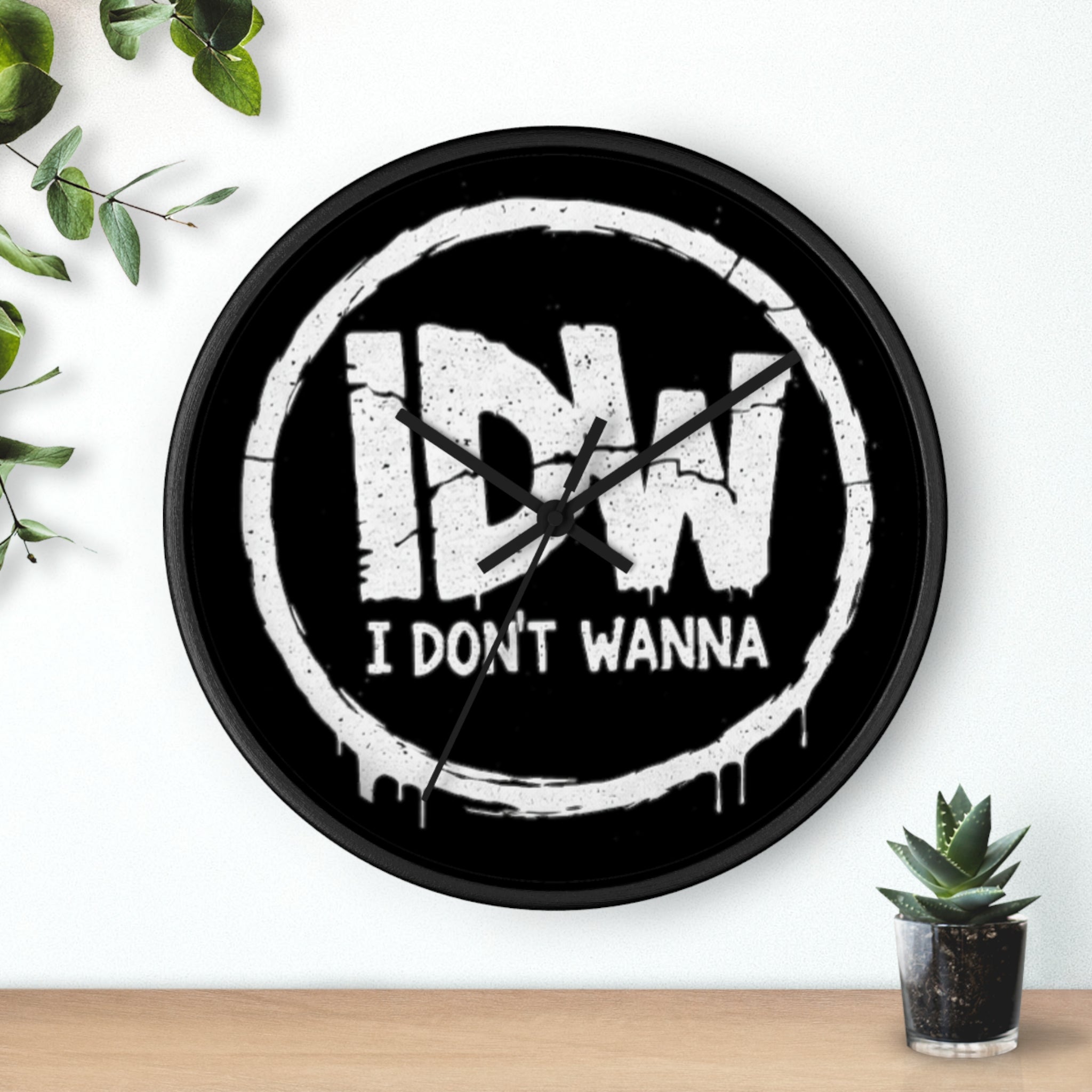 I DON'T WANNA Wall Clock — Funny Retro Typography Timepiece