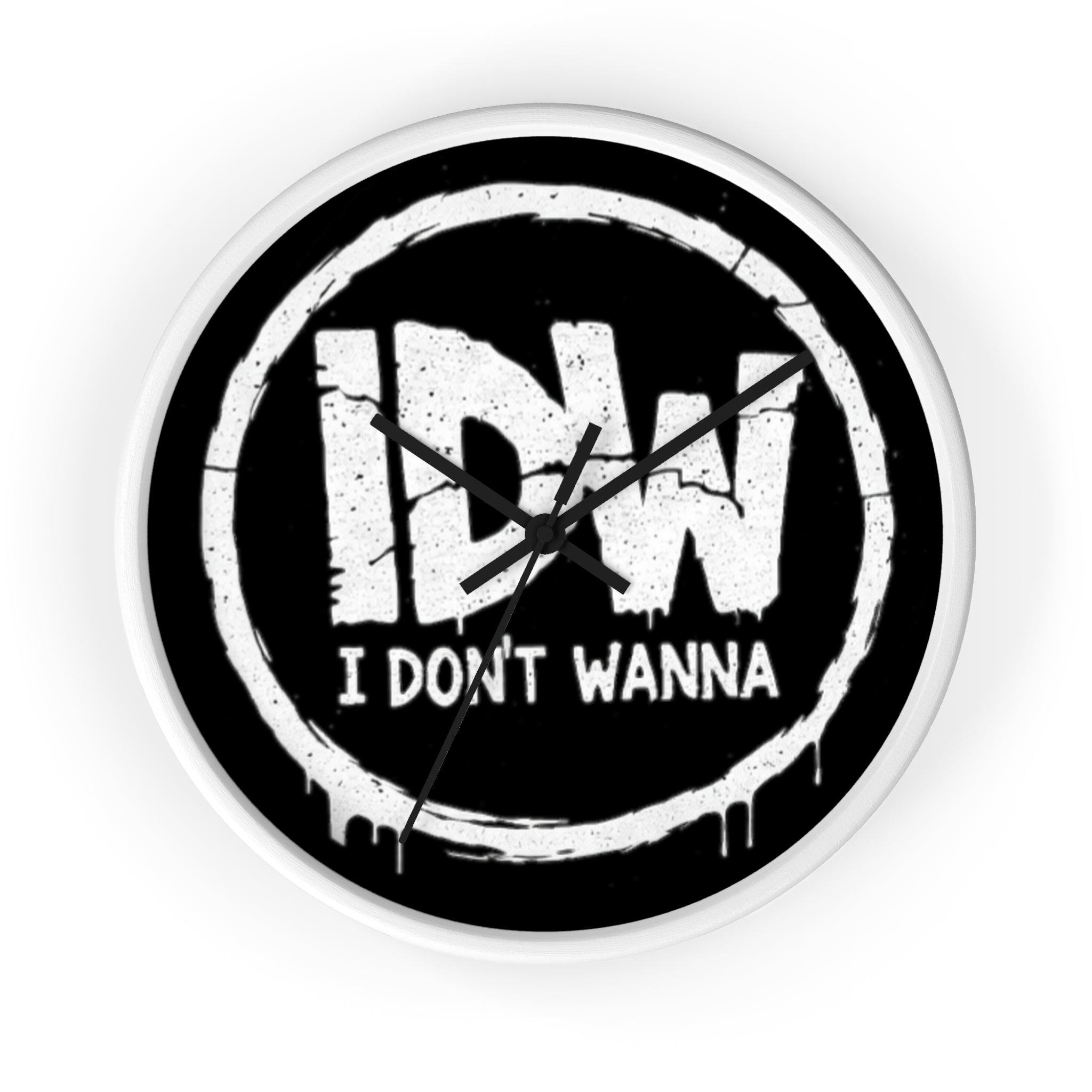 I DON'T WANNA Wall Clock — Funny Retro Typography Timepiece