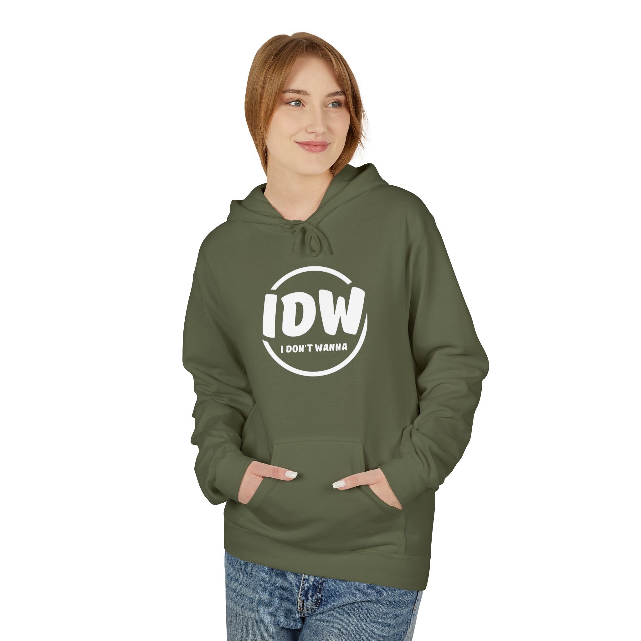 “I Don’t Wanna” Cozy Fleece Hoodie — Bold Mood-Status Pullover