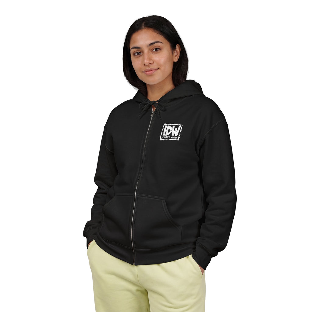 I DON’T WANNA (IDW) Distressed Zip Hoodie