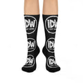 Cushioned Crew Socks — Black “IDW I Don’t Wanna” Logo Comfort Socks