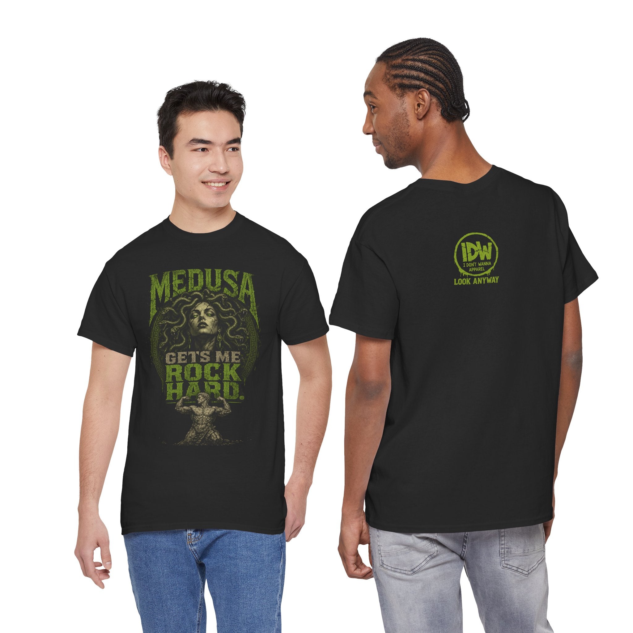 Medusa 'Gets Me Rock Hard' Graphic Tee — Vintage Mythology Shirt