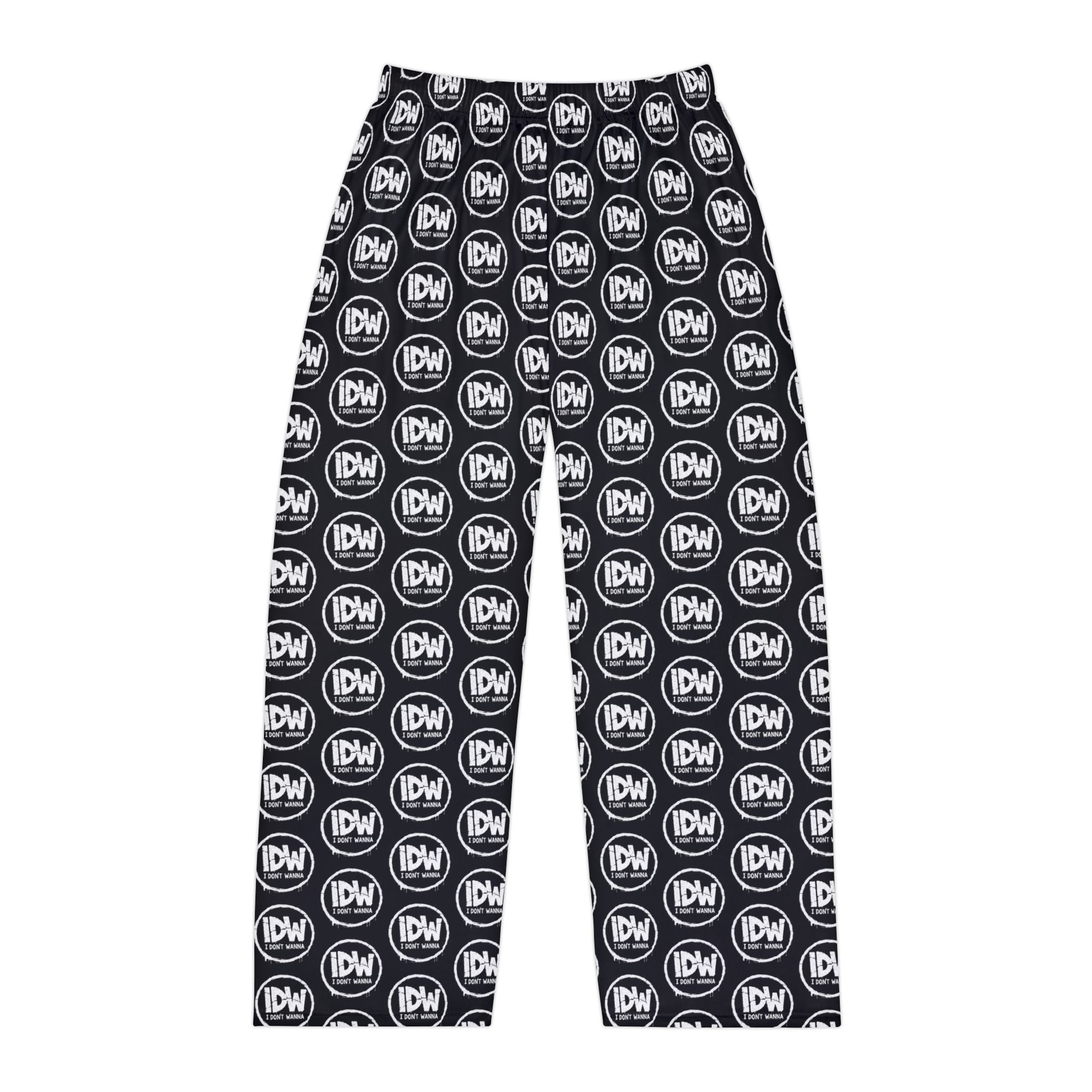 Don't Wanna Men’s Pajama Pants – Black & White IDW Pattern
