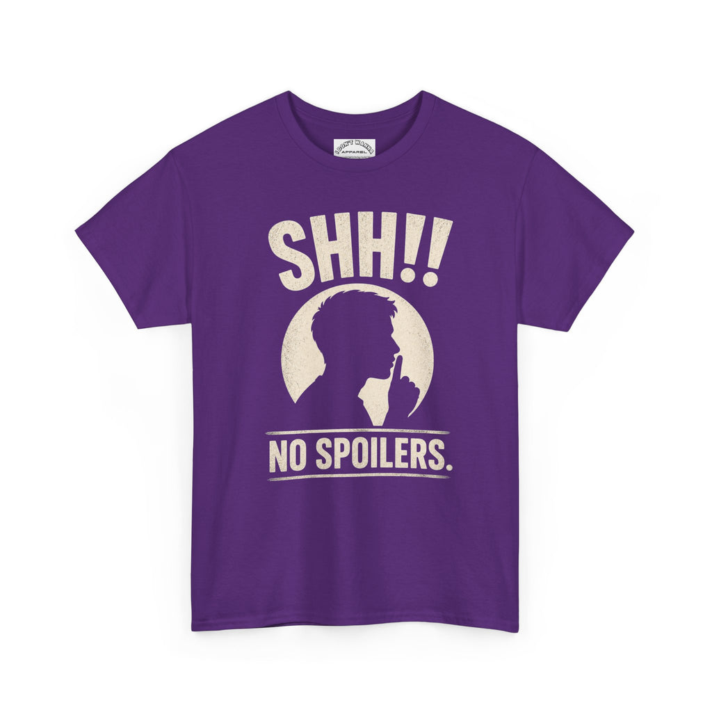 No Spoilers T-Shirt — "SHH!! No Spoilers" Retro Fan Tee