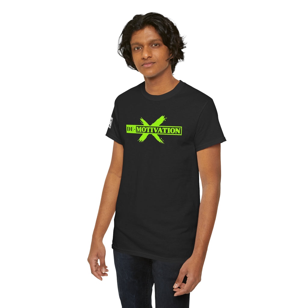 De-Motivation Neon Green Graphic Tee — “We Got Two Words… Don’t Wanna”