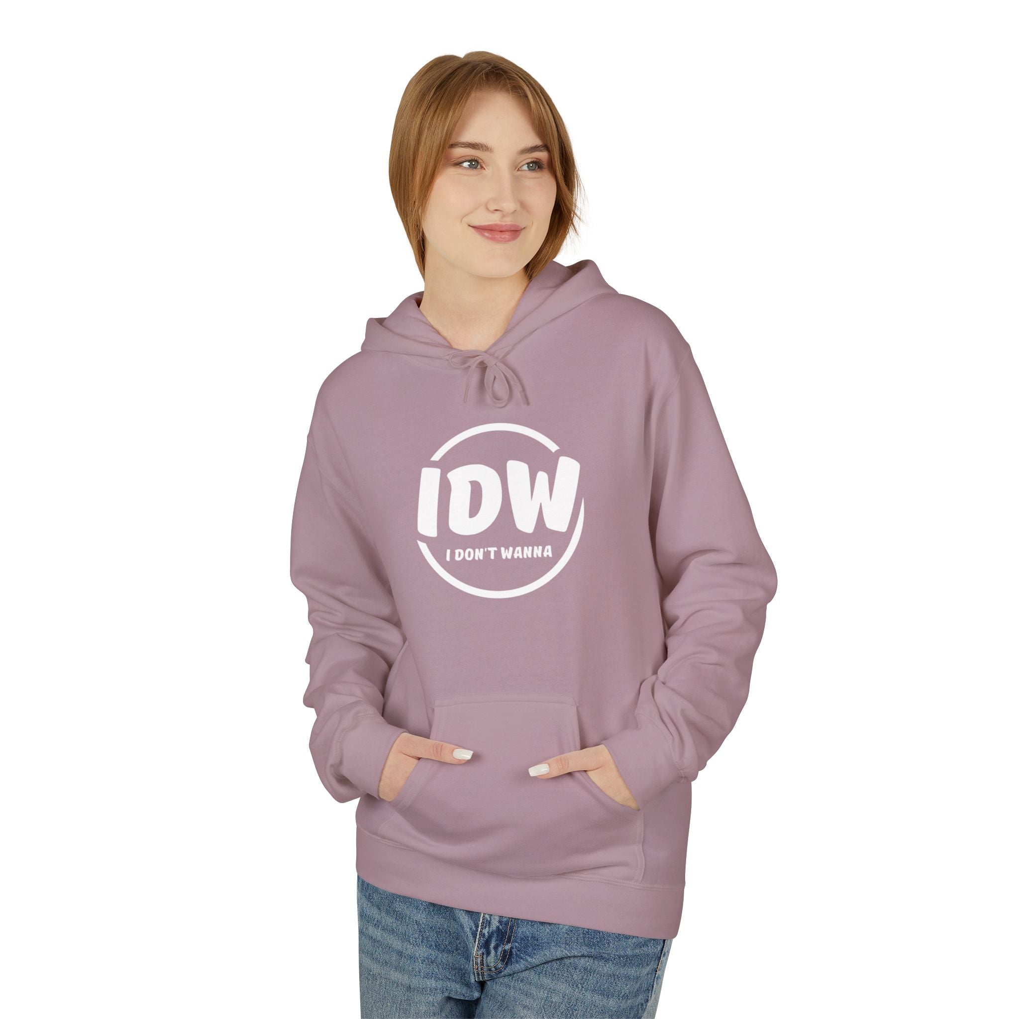 “I Don’t Wanna” Cozy Fleece Hoodie — Bold Mood-Status Pullover