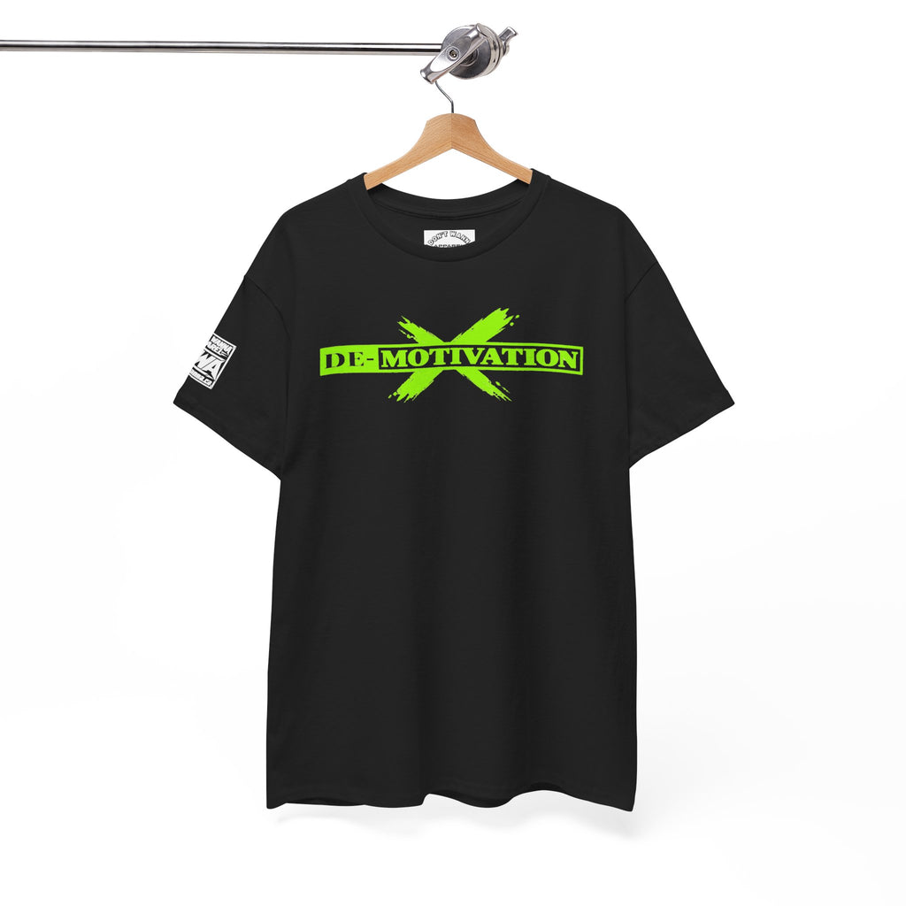 De-Motivation Neon Green Graphic Tee — “We Got Two Words… Don’t Wanna”